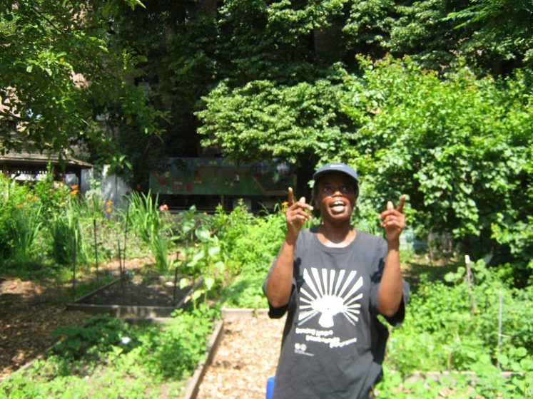 Kimberly at the Davidson Avenue Community Garden in the Bronx used the toolkit to measure volunteer time donated to the garden. She discovered that local kids were playing an important role in keeping the garden going. Photo: Liz Barry