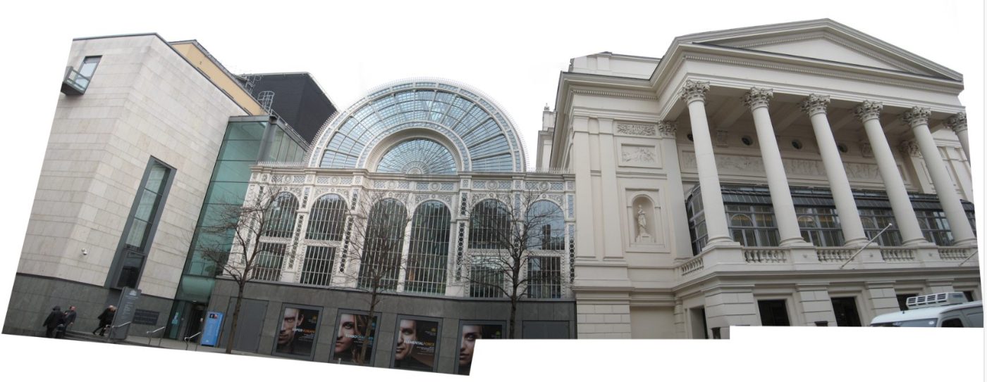 The street façade of Londonâs Royal Opera House was extended twice, once with symmetries of the column patterns in a new context, and a second time (on the left) with barely any symmetries at all beyond the bare materials.