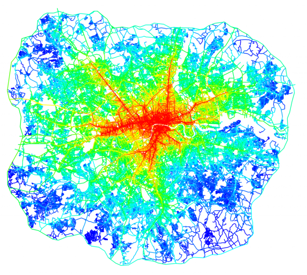 A picture of a map with the colors going from cooler to warmer as they get closer to the center
